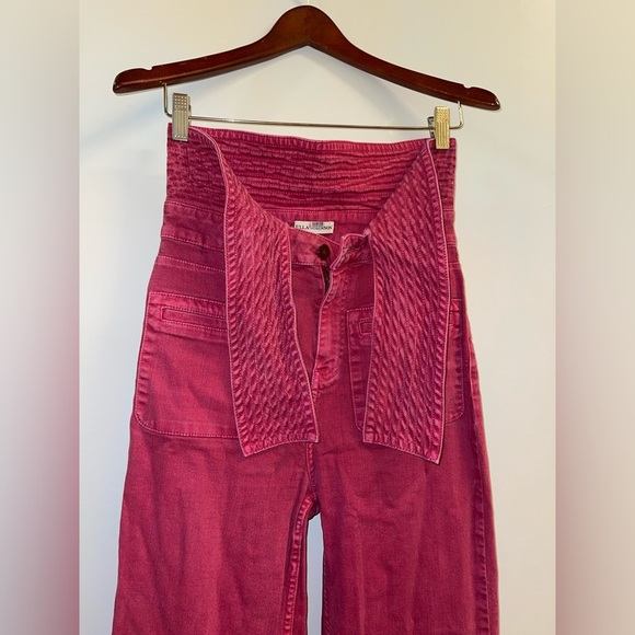 Ulla Johnson Red Flare Jeans with Wide Leg - Picture 12 of 13